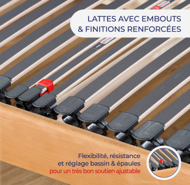 Ensemble literie latex naturel CARESSE + FLEXALATT massif