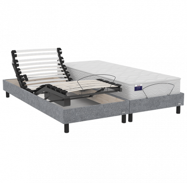 Lit électrique tapissier duo Precisio + matelas mousse Prio