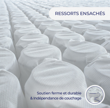 Ensemble matelas ressorts ensachés Isis et sommier B4