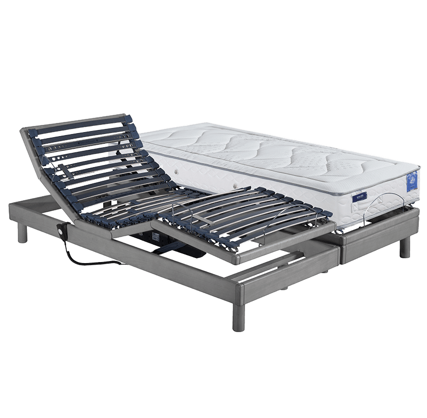 Sommier électrique bois massif ZENEO + Matelas 100% latex LUNIS